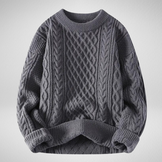 Heren Kabeltrui – Ronde Hals – Vintage Casual Look