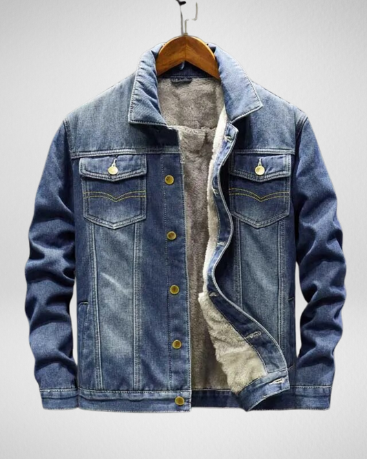 Herfst/Winter Heren Denimjack – Met Fleecevoering