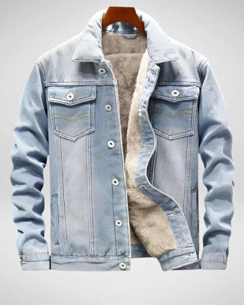 Herfst/Winter Heren Denimjack – Met Fleecevoering
