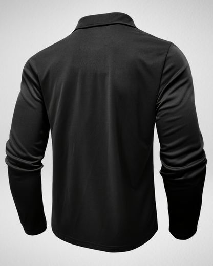 Heren Polo Shirt – Lange Mouw – Geruit Detail Look