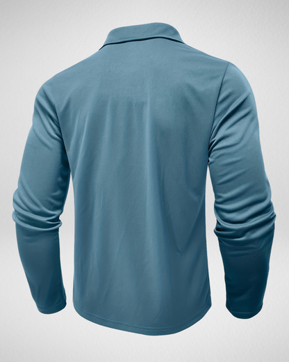 Heren Polo Shirt – Lange Mouw – Geruit Detail Look