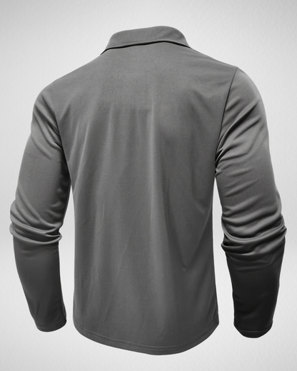 Heren Polo Shirt – Lange Mouw – Geruit Detail Look