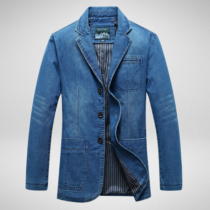 Heren Denim Blazer – Enkele Rij Knopen – Herfst
