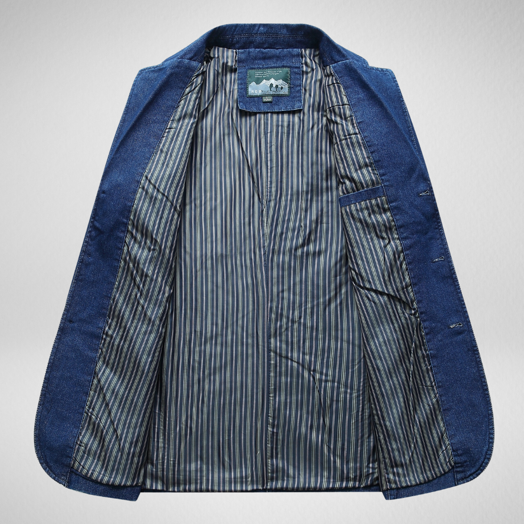 Heren Denim Blazer – Enkele Rij Knopen – Herfst