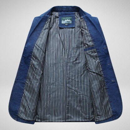 Heren Denim Blazer – Enkele Rij Knopen – Herfst