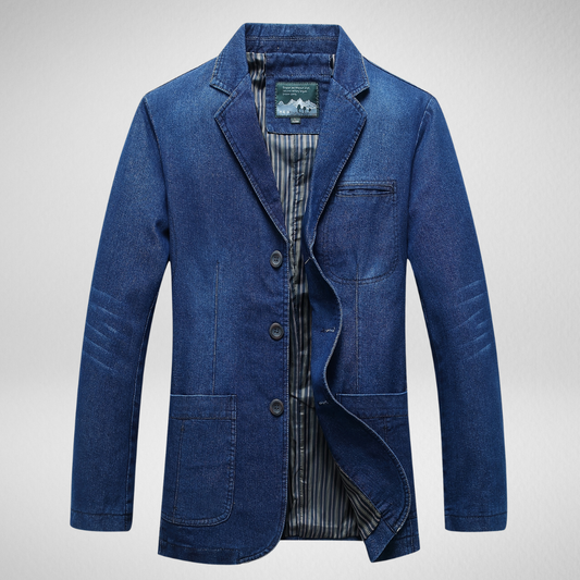 Heren Denim Blazer – Enkele Rij Knopen – Herfst