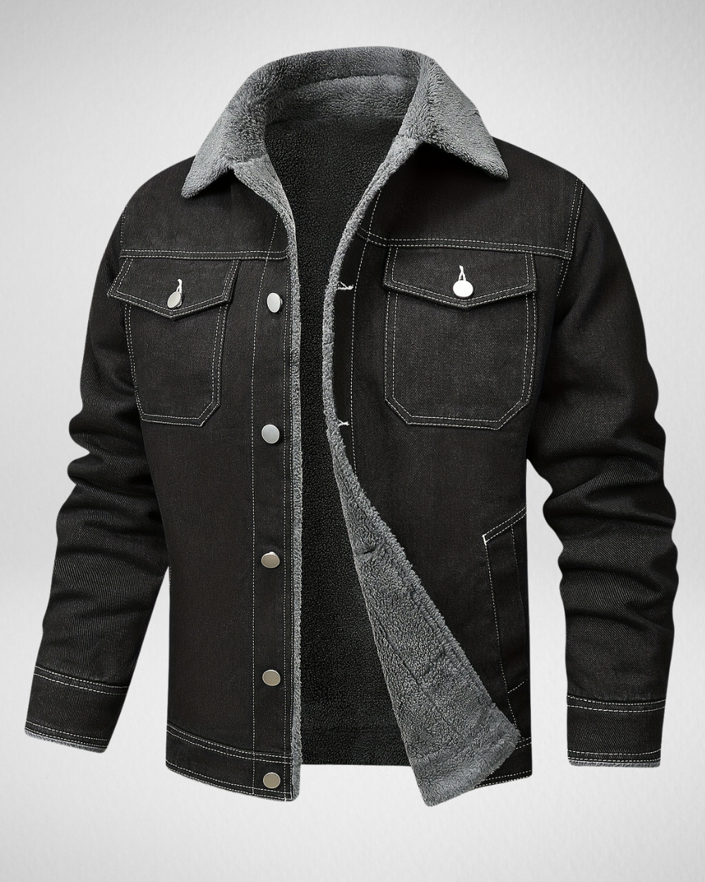 Heren Denim Jas – Voering & Kraag – Winter/Herfst