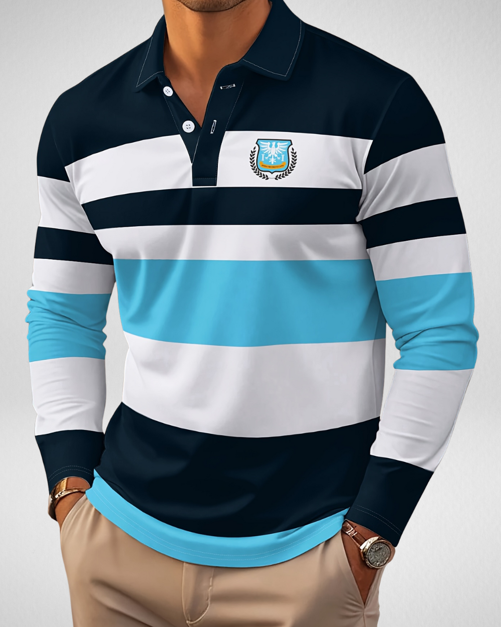 Heren Polo Shirt – Lange Mouw – Gestreepte Casual Look