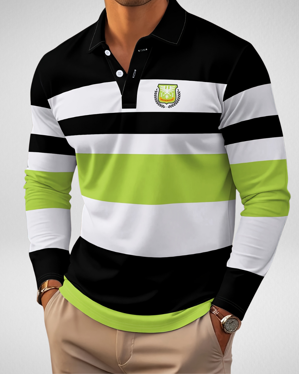 Heren Polo Shirt – Lange Mouw – Gestreepte Casual Look