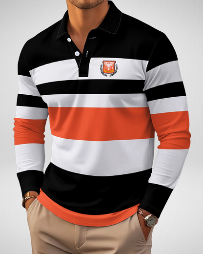 Heren Polo Shirt – Lange Mouw – Gestreepte Casual Look