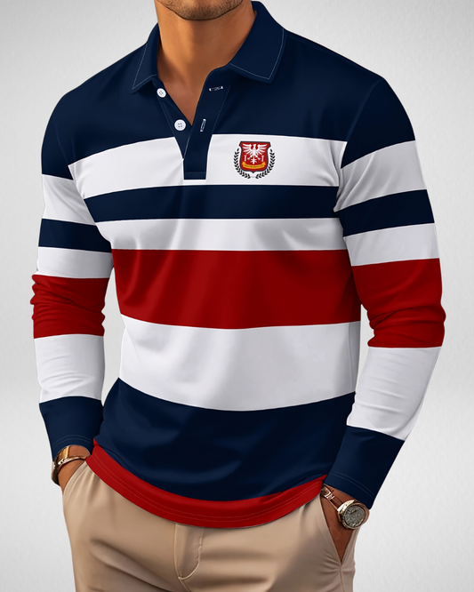Heren Polo Shirt – Lange Mouw – Gestreepte Casual Look