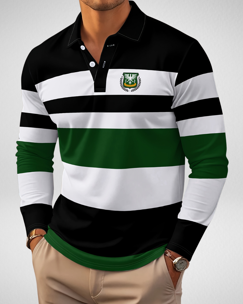 Heren Polo Shirt – Lange Mouw – Gestreepte Casual Look