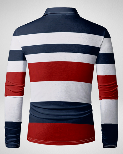 Heren Polo Shirt – Lange Mouw – Gestreepte Casual Look