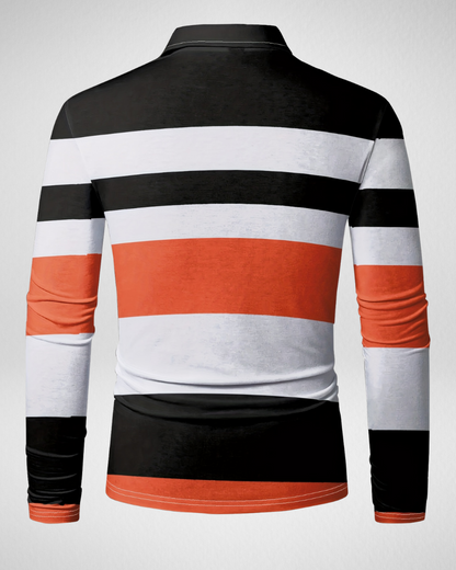 Heren Polo Shirt – Lange Mouw – Gestreepte Casual Look