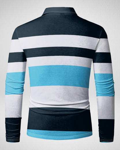 Heren Polo Shirt – Lange Mouw – Gestreepte Casual Look