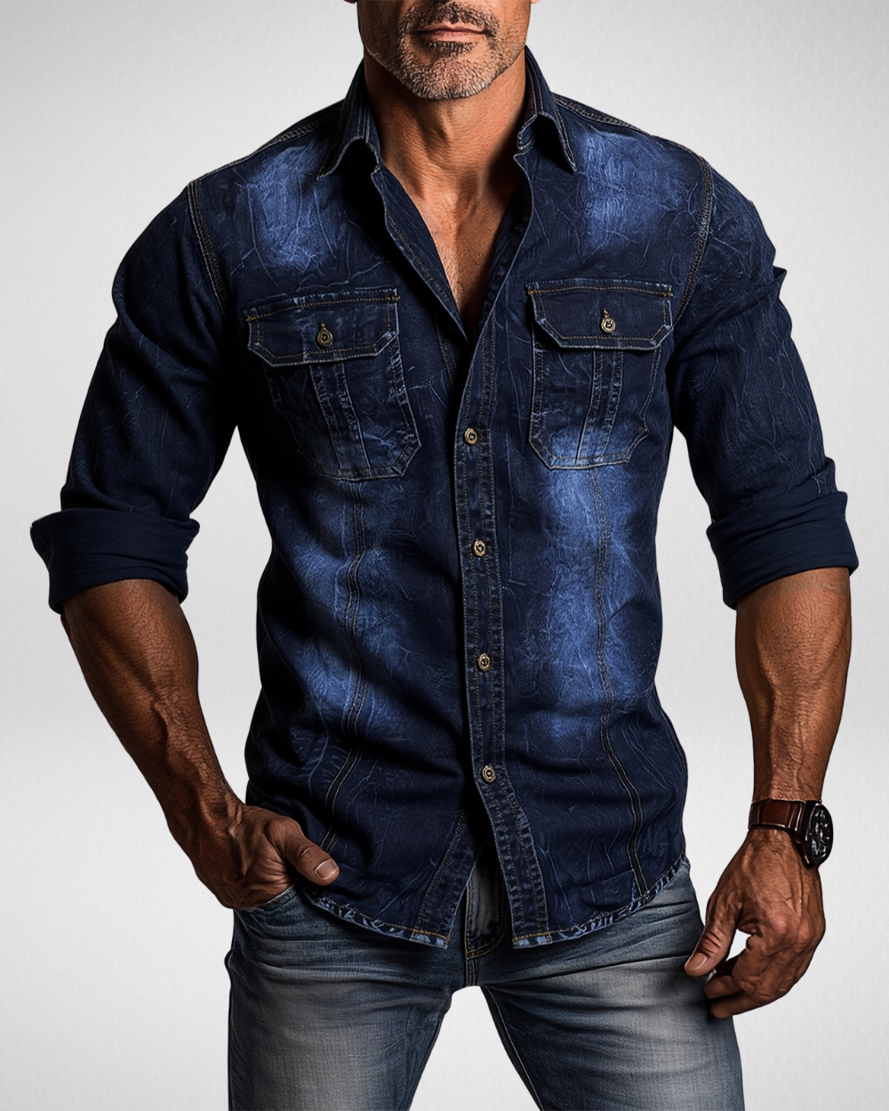 Heren Denim Overhemd – Katoen – Washed