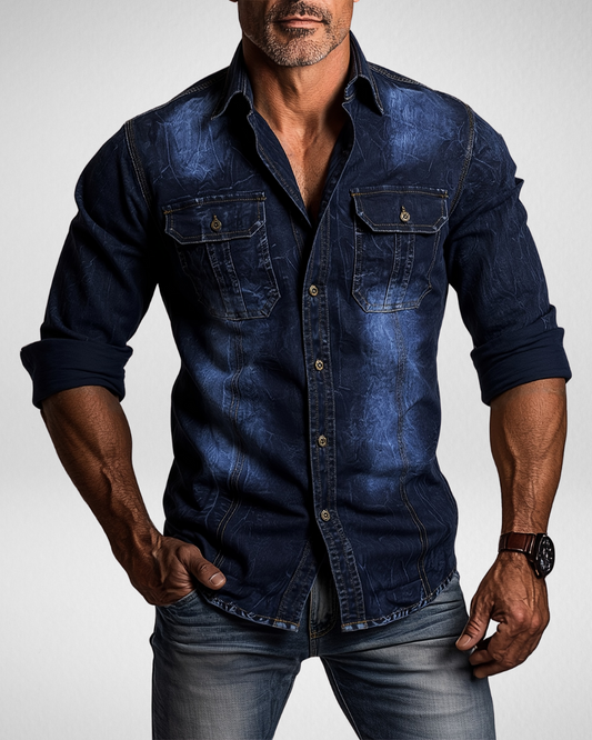 Heren Denim Overhemd – Katoen – Washed
