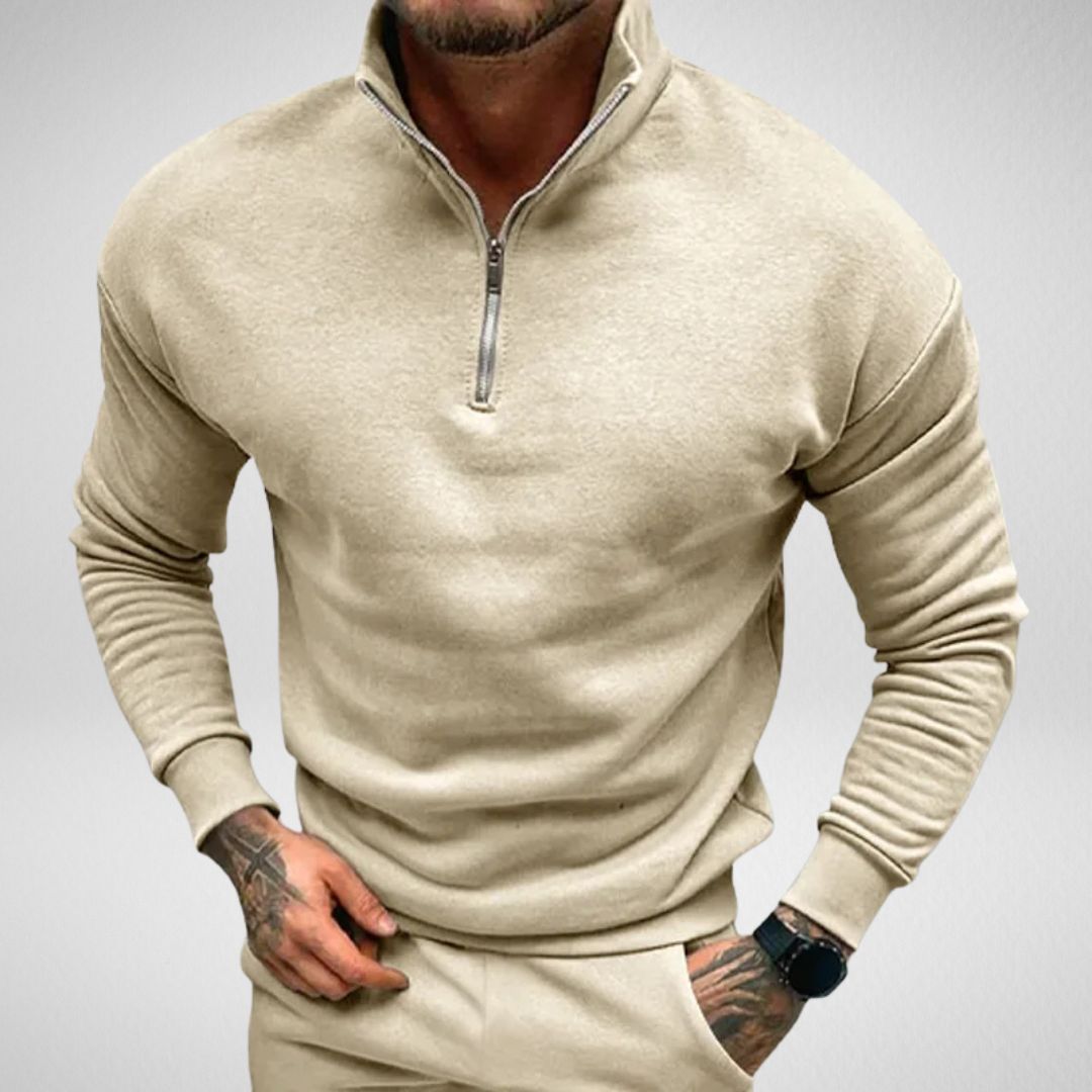 Heren Sweater – Stijlvolle Half-Zip met Opstaande Kraag