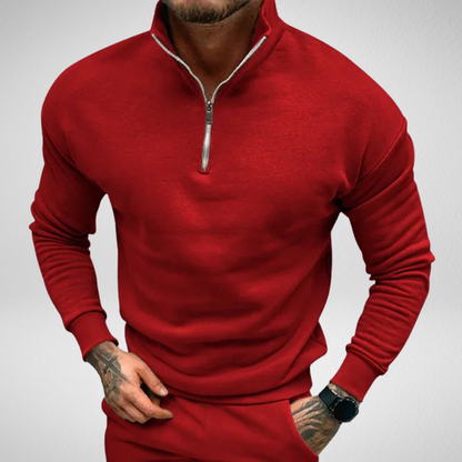 Heren Sweater – Stijlvolle Half-Zip met Opstaande Kraag