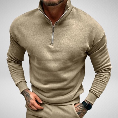 Heren Sweater – Stijlvolle Half-Zip met Opstaande Kraag