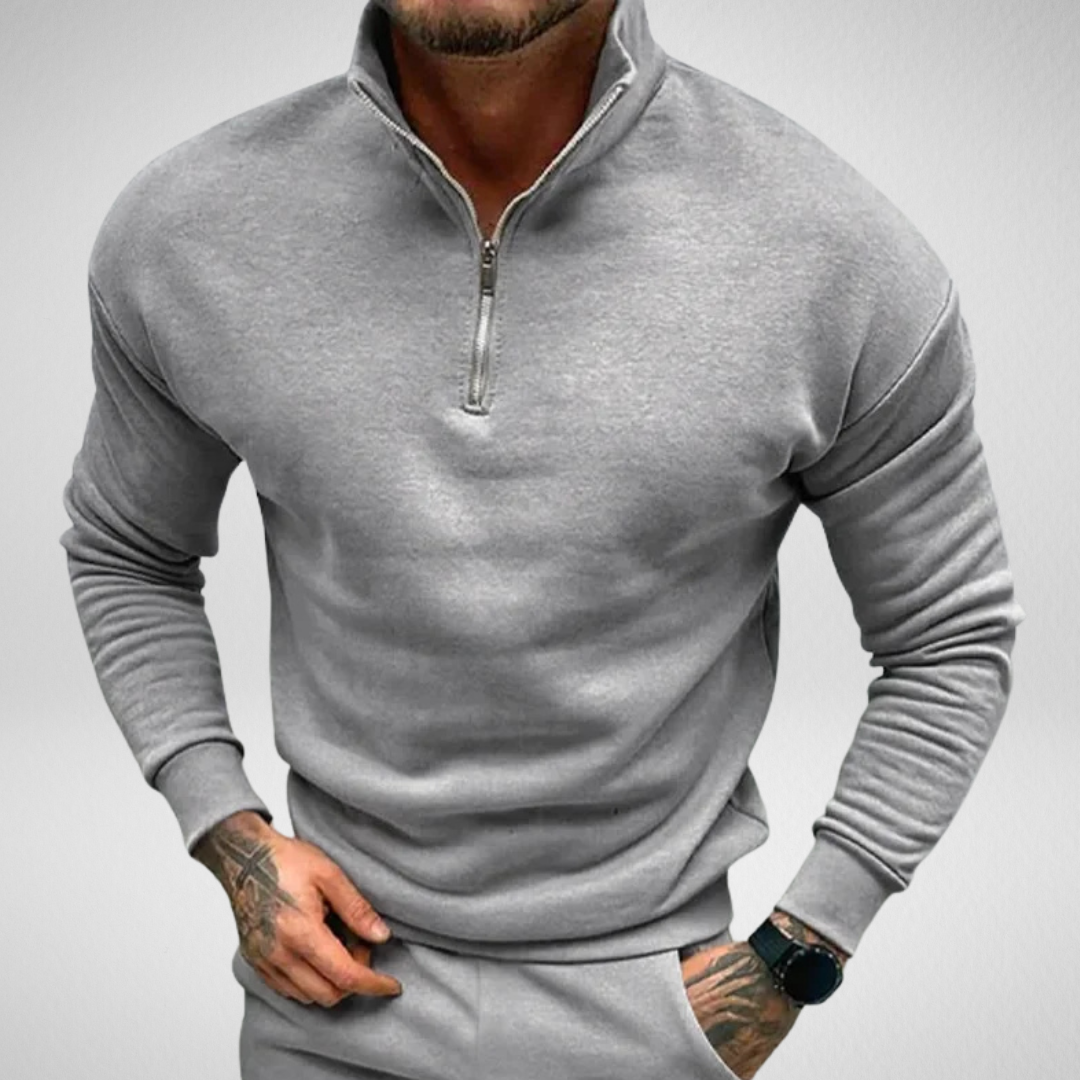 Heren Sweater – Stijlvolle Half-Zip met Opstaande Kraag