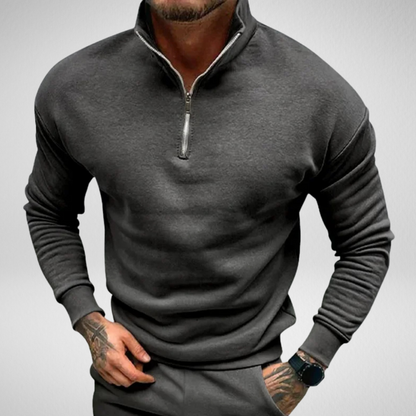 Heren Sweater – Stijlvolle Half-Zip met Opstaande Kraag