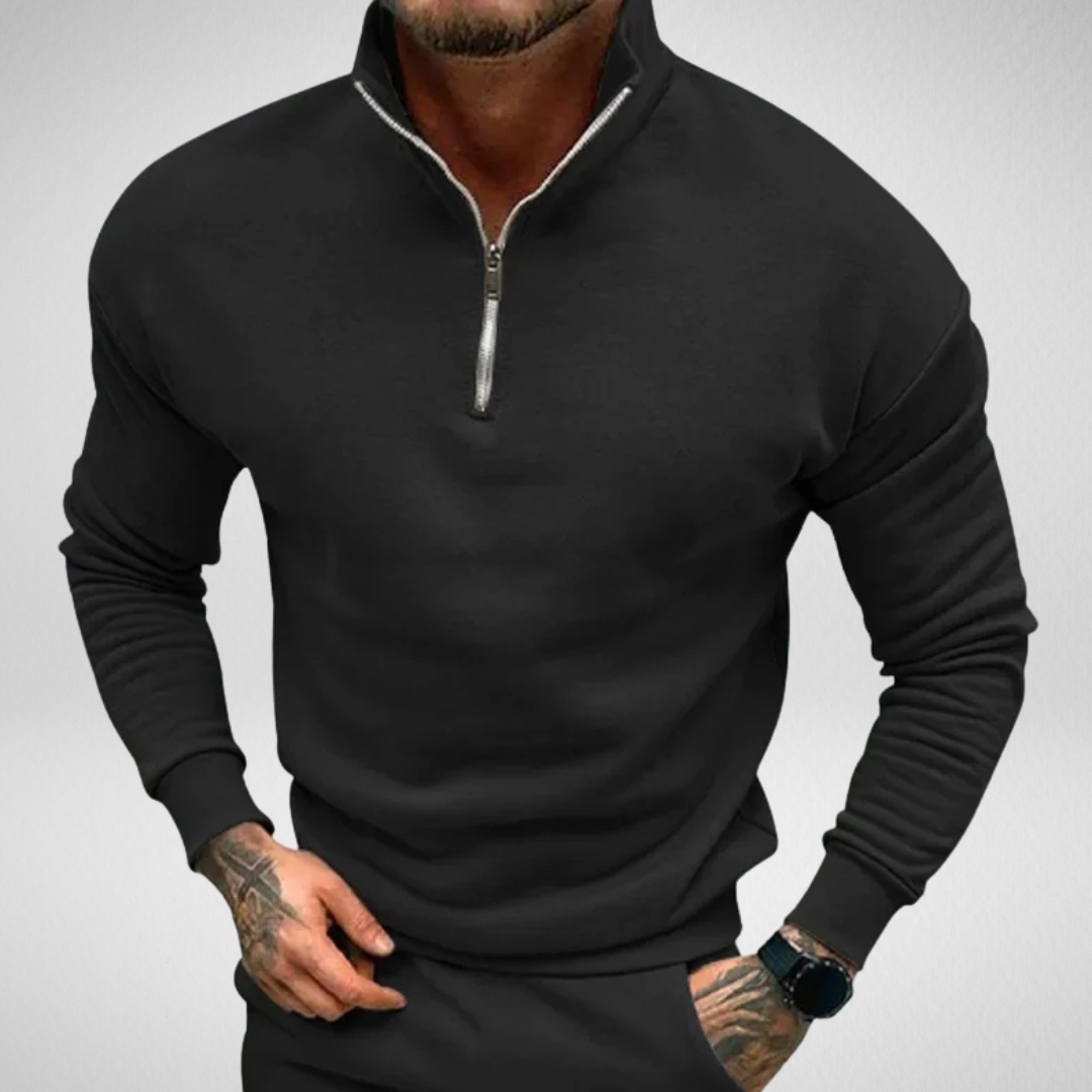 Heren Sweater – Stijlvolle Half-Zip met Opstaande Kraag
