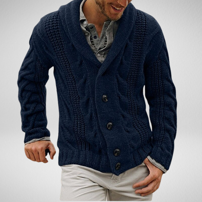 Heren Gebreide Cardigan – Warm & Stijlvol met Sjaalkraag