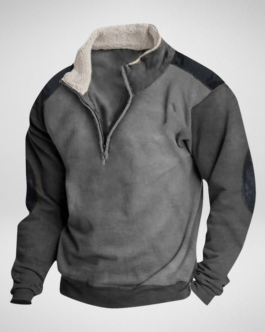 Heren Warme Outdoor Trui – Halve Rits - Gevoerde Boord