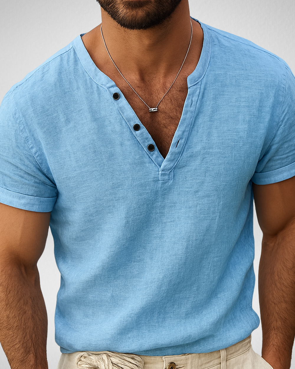 Slim Fit Zomer V-hals T-shirt - Henley - Zomer