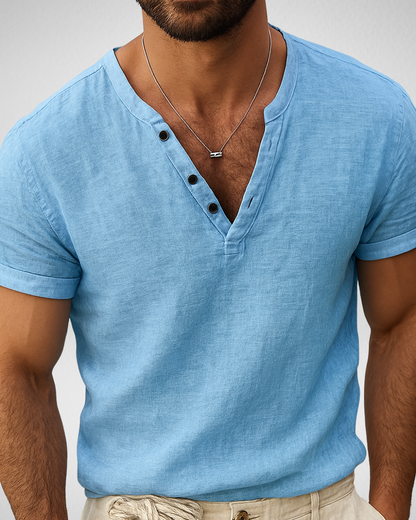Slim Fit Zomer V-hals T-shirt - Henley - Zomer