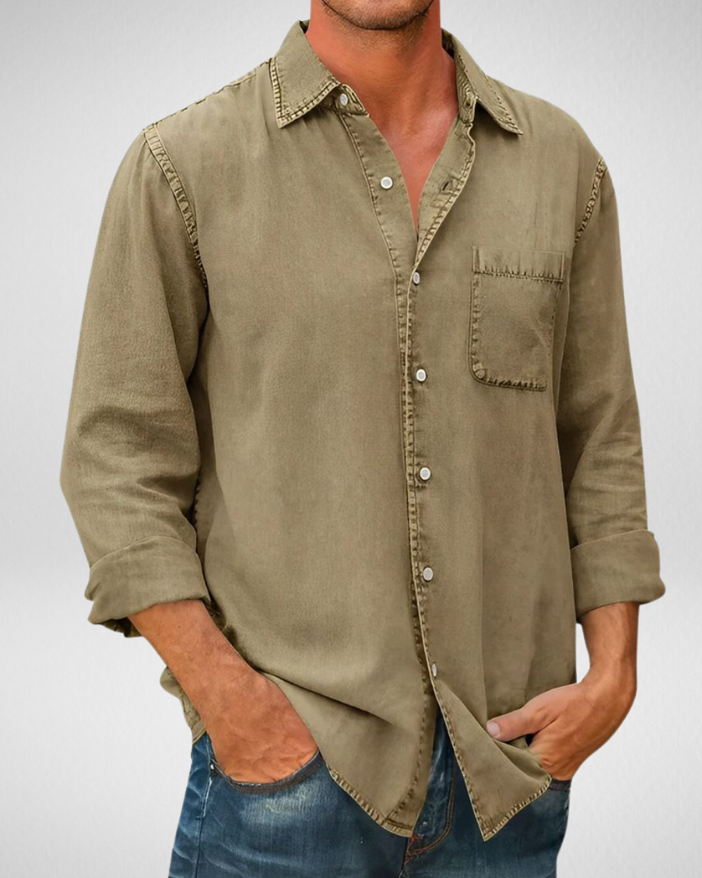 Heren Overhemd – Losvallende Pasvorm – Casual Dagelijkse Look