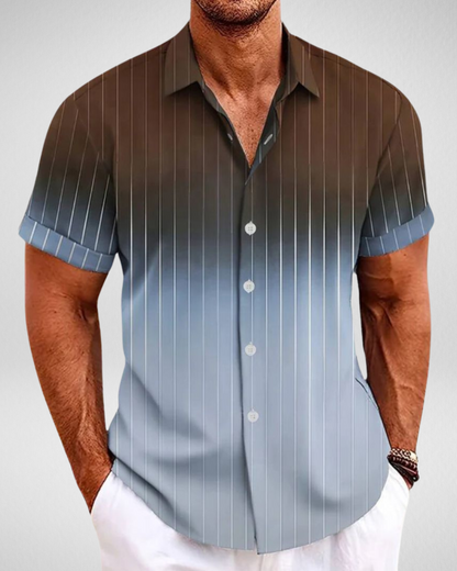 Heren Overhemd Korte Mouw – Ombre Strepen – Zomerse Casual Look