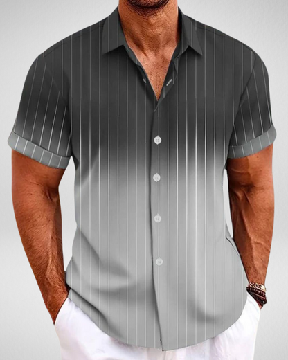 Heren Overhemd Korte Mouw – Ombre Strepen – Zomerse Casual Look