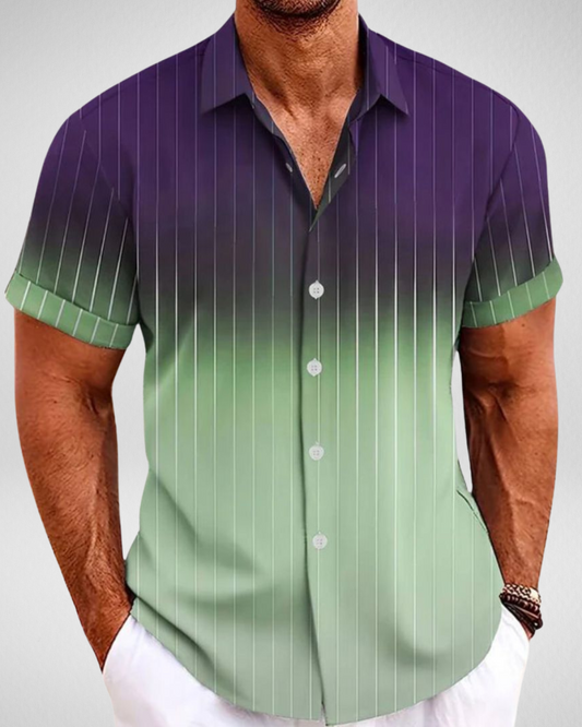 Heren Overhemd Korte Mouw – Ombre Strepen – Zomerse Casual Look