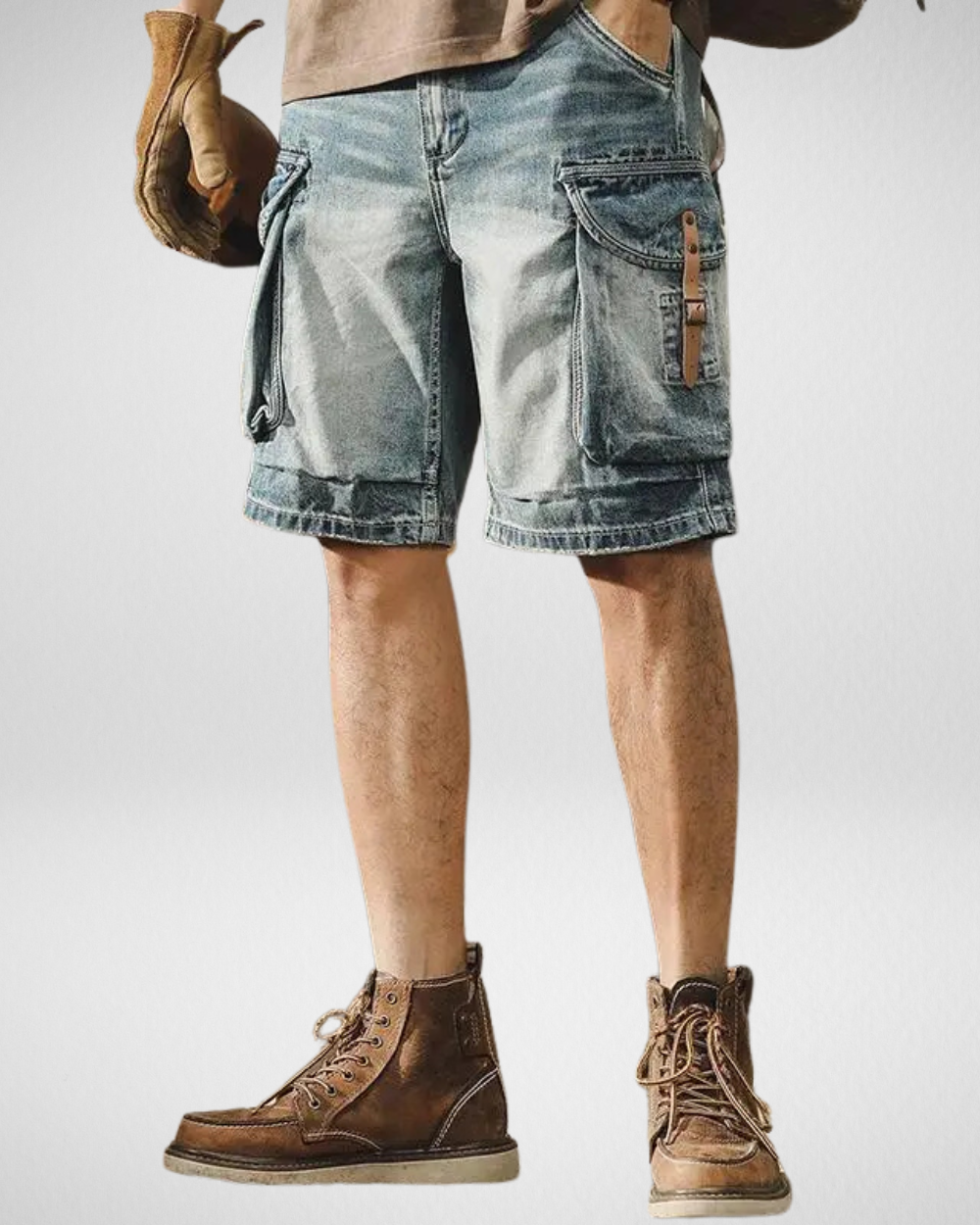 Heren Denim Cargo Shorts – Retro Streetwear – Met zijzakken