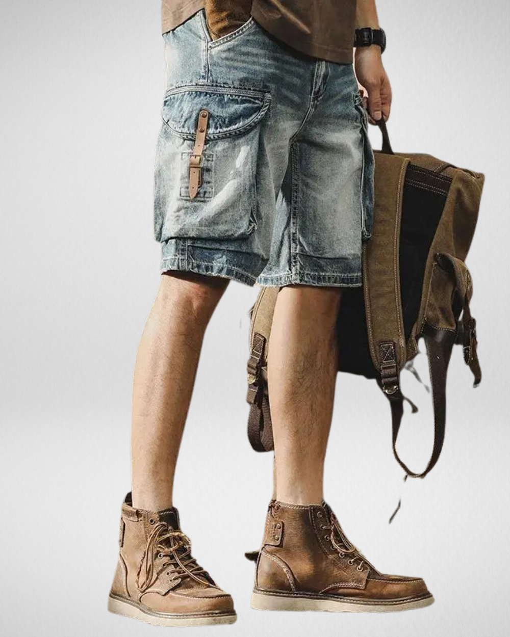 Heren Denim Cargo Shorts – Retro Streetwear – Met zijzakken