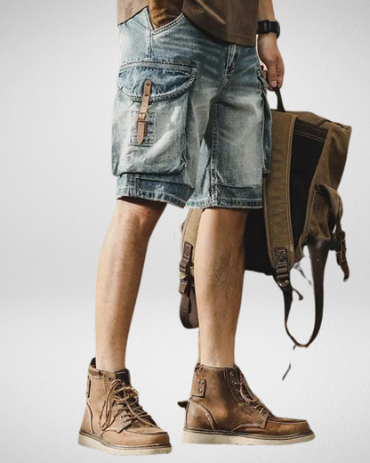 Heren Denim Cargo Shorts – Retro Streetwear – Met zijzakken
