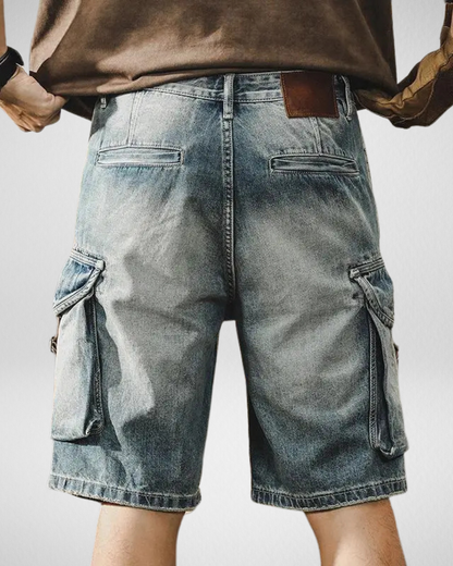 Heren Denim Cargo Shorts – Retro Streetwear – Met zijzakken