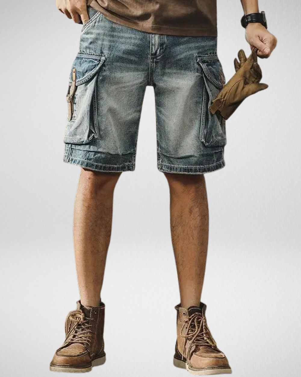 Heren Denim Cargo Shorts – Retro Streetwear – Met zijzakken