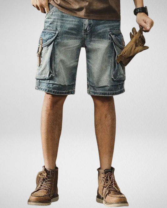 Heren Denim Cargo Shorts – Retro Streetwear – Met zijzakken