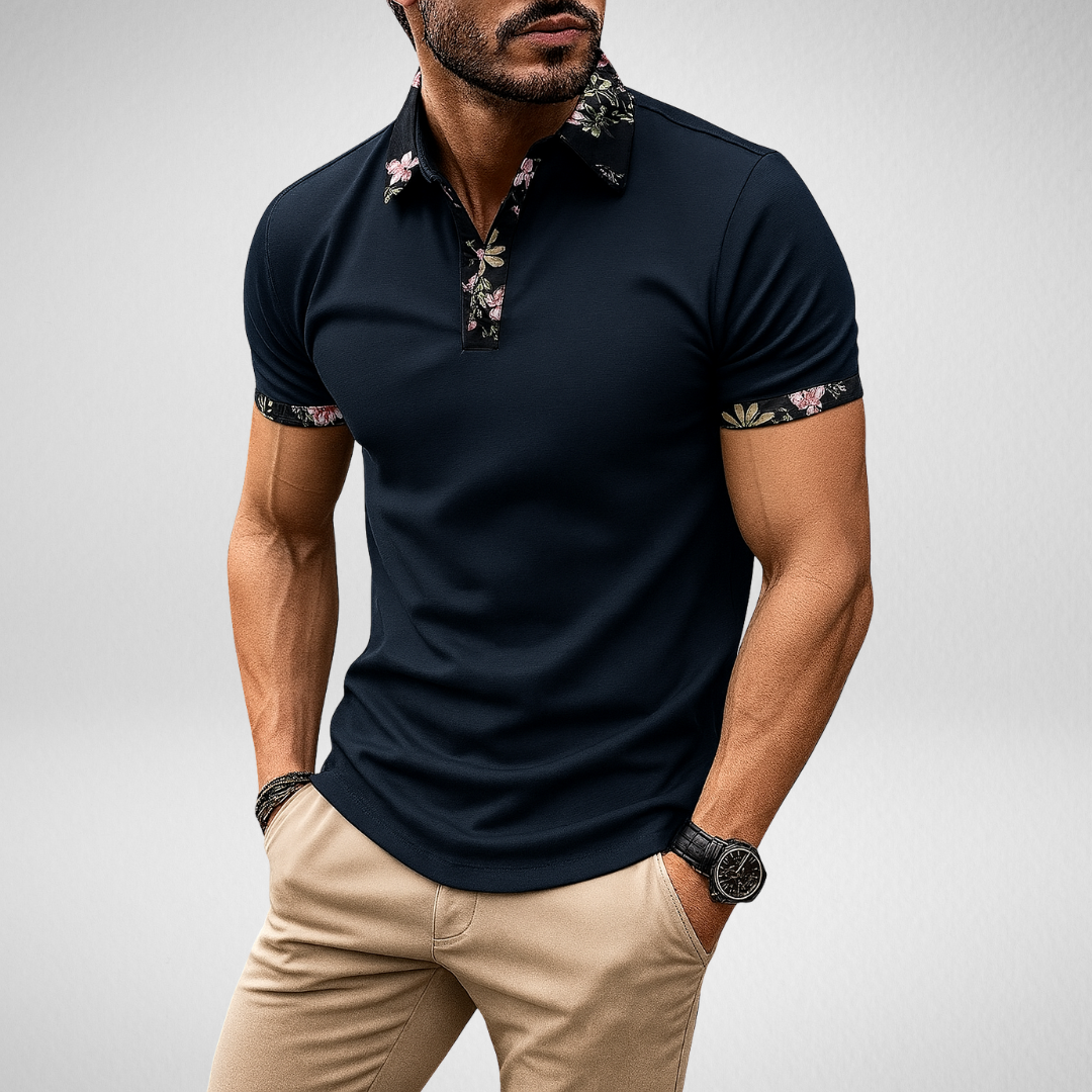 Heren Zomer Polo – Bloemenprint Kraag – Korte Mouw