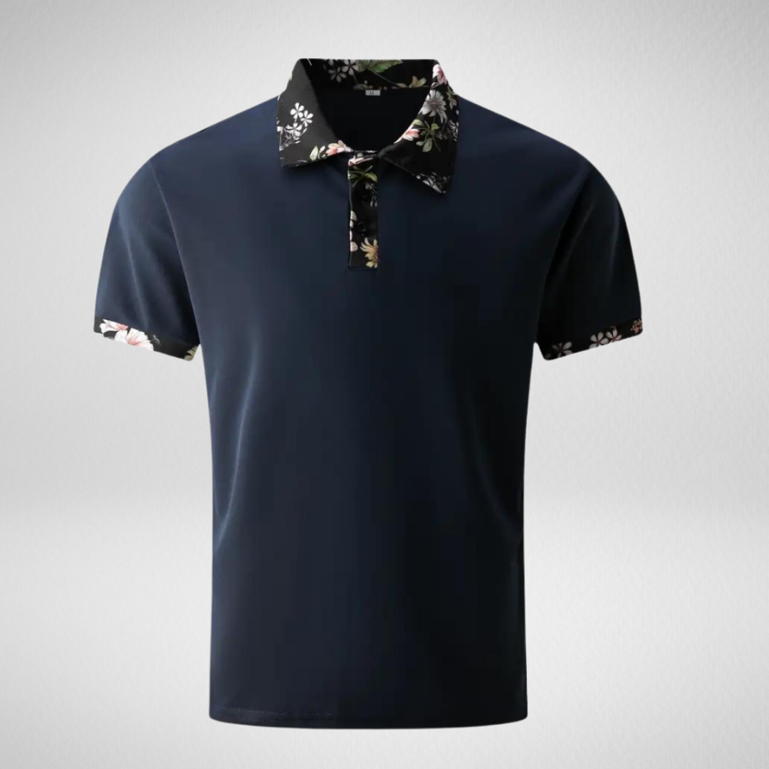Heren Zomer Polo – Bloemenprint Kraag – Korte Mouw