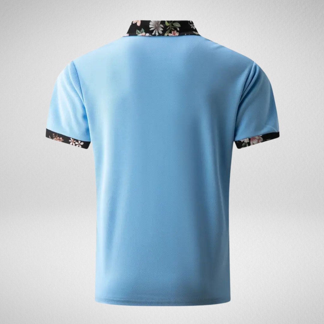Heren Zomer Polo – Bloemenprint Kraag – Korte Mouw