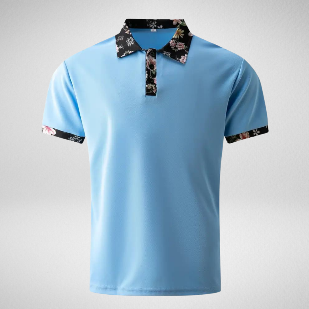 Heren Zomer Polo – Bloemenprint Kraag – Korte Mouw