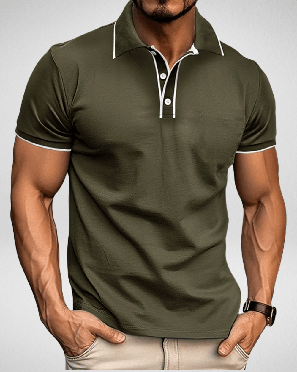 Slim Fit Polo Heren - Witte Details - Roem Herenmode