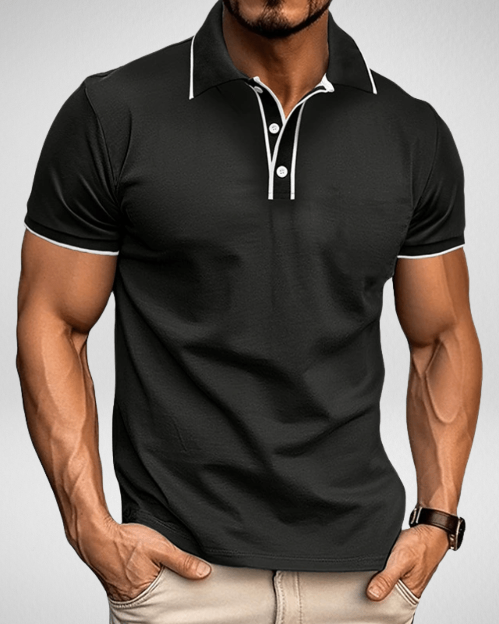 Slim Fit Polo Heren - Witte Details - Roem Herenmode