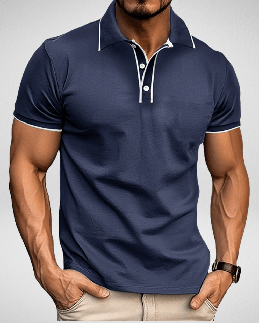 Slim Fit Polo Heren - Witte Details - Roem Herenmode