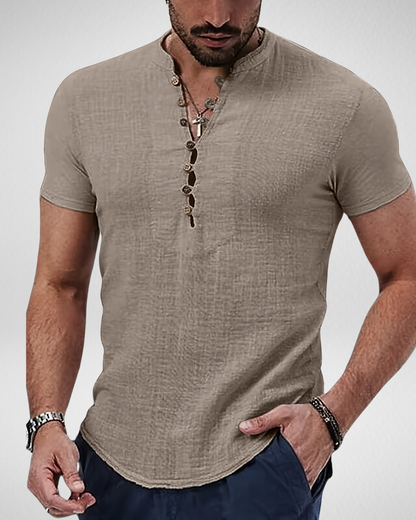 Heren Casual Henley Shirt – Lichtgewicht & Stijlvol - Zomer