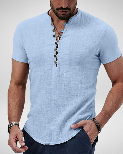 Heren Casual Henley Shirt – Lichtgewicht & Stijlvol - Zomer